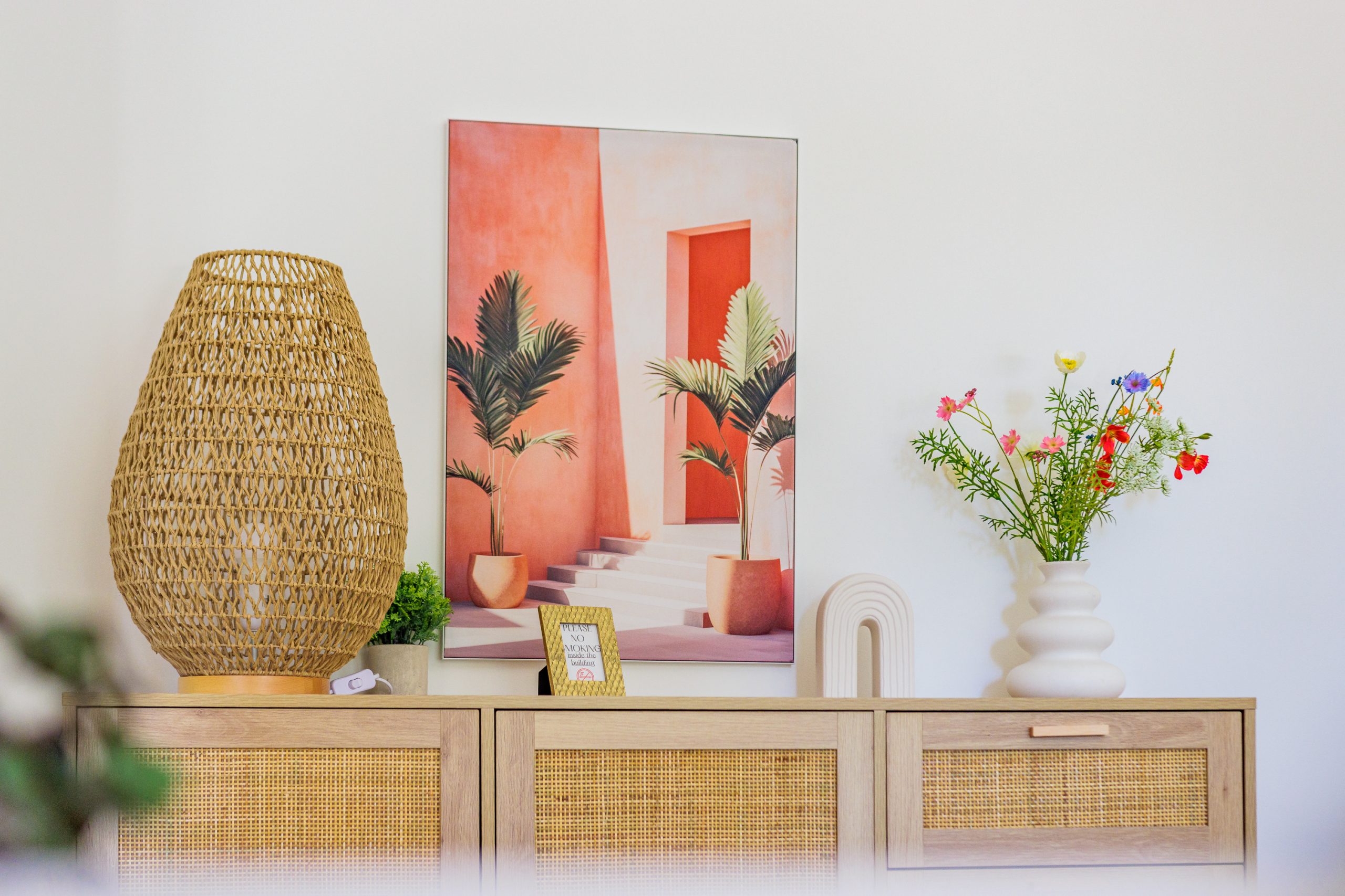 Side table with flowers